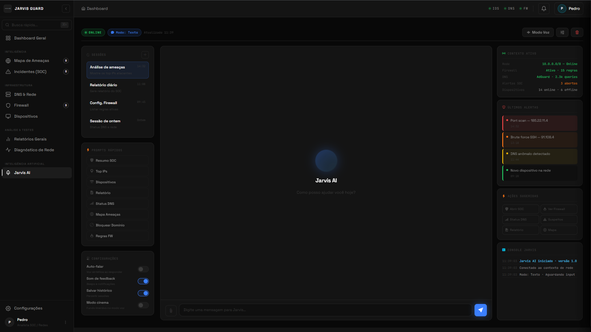 Interface de análise textual do MoonShield AI